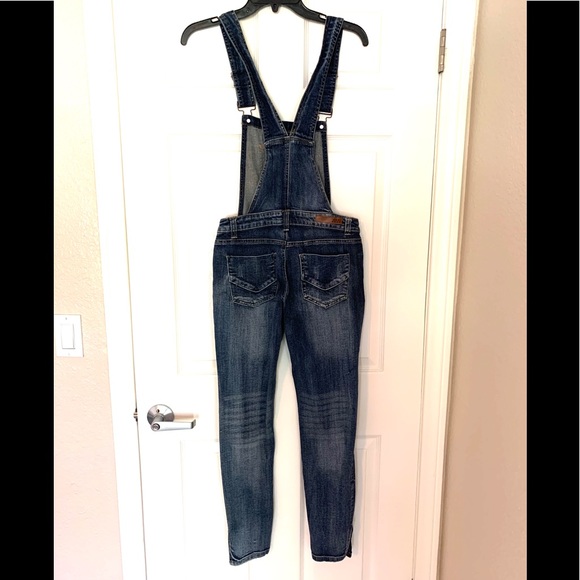 Dollhouse Navy Denim Jeans Overall Distressed XS-S - Picture 5 of 16